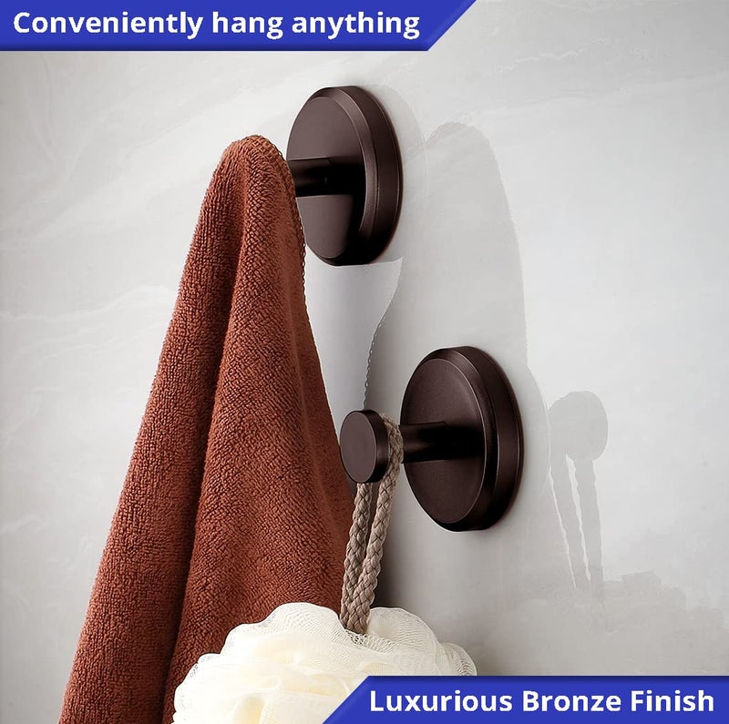 HOME SO Suction Cup Hooks for Shower, Bathroom, Kitchen, Glass Door, Mirror, Tile - Loofah, Towel, Coat, Bath Robe Hook Holder for Hanging up to 15 lbs - Waterproof & Rustproof, Dark Bronze (2-Pack) - Image 2